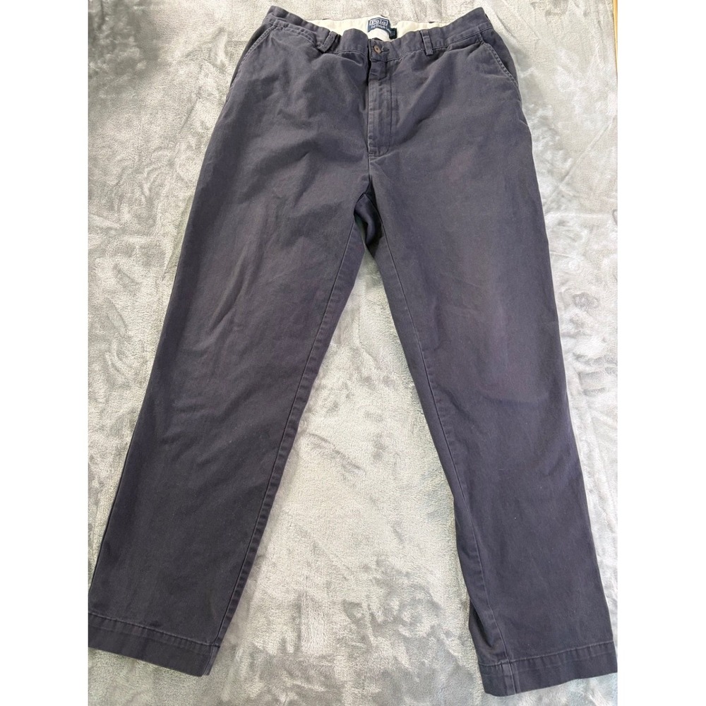 EU 34 Polo Ralph Lauren Classic Chino Pants Men 34x30 Navy Blue Flat‎ Front